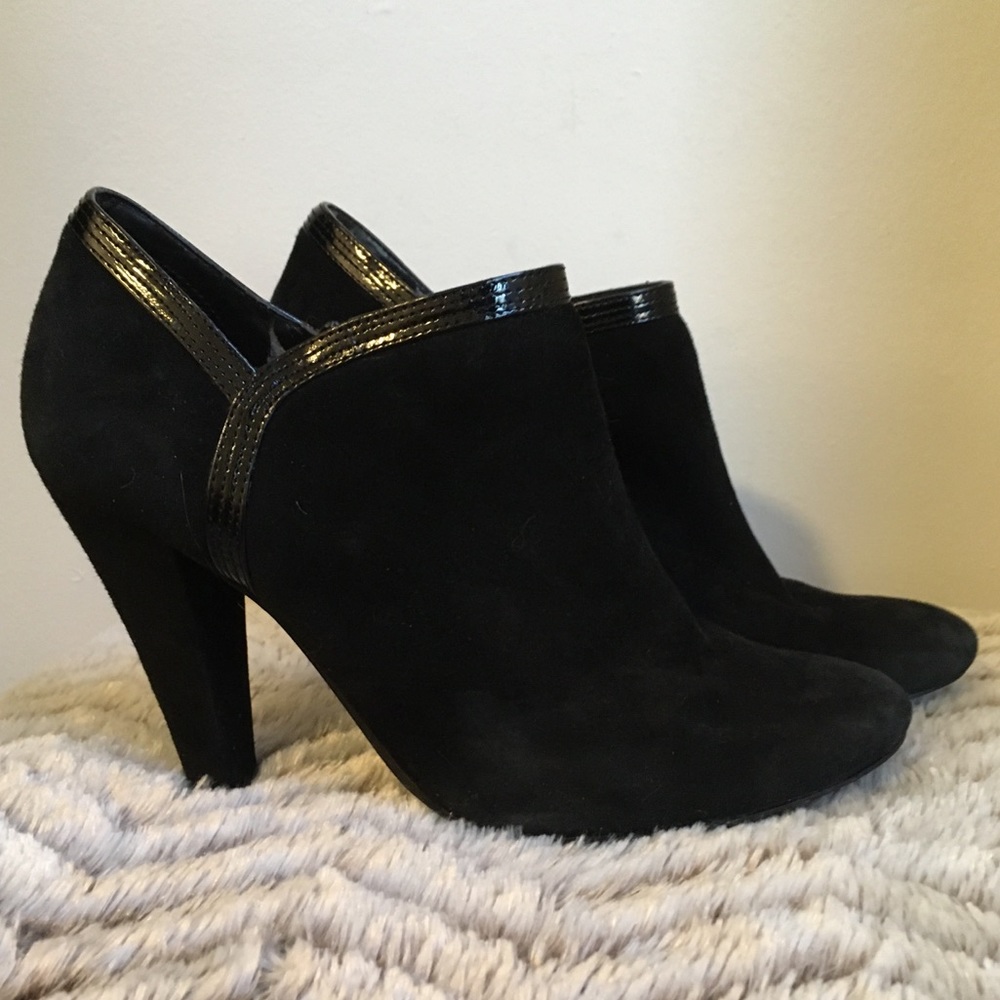 💕Nine West Black Suede Taglia Staked Heel Bootie